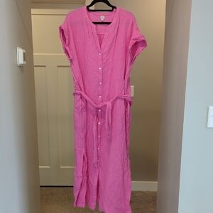 Pink Button-Down Women's Dress